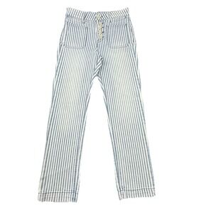 Pilcro‎ Anthropologie Striped High Rise Straight Jeans Women 26 Button Fly